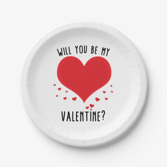 Will you be my valentine paper plates (Front)