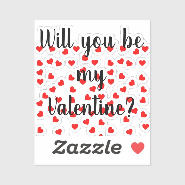 Will you be my Valentine? Playful Red Hearts  Sticker (Sheet)