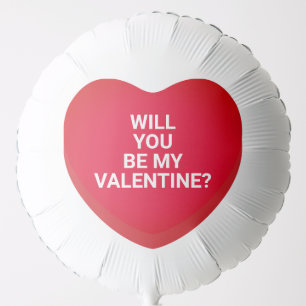 Will you be my Valentine? red cute heart custom Balloon