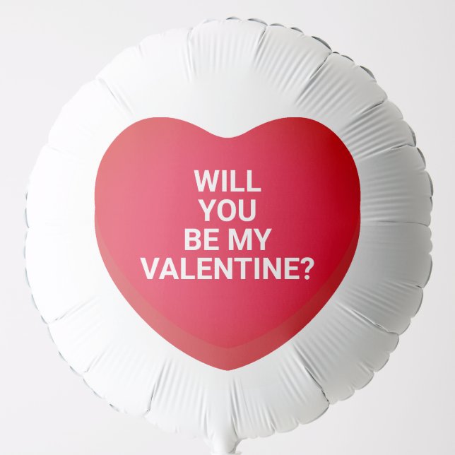 Will you be my Valentine? red cute heart custom Balloon (Front)