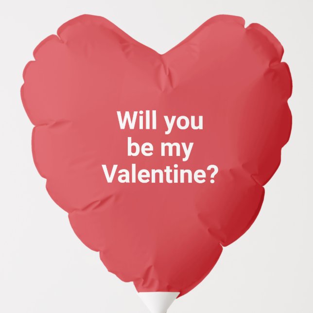 Will you be my Valentine? red heart custom text Balloon (Back)