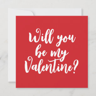 Will you be my Valentine? red modern script custom Card