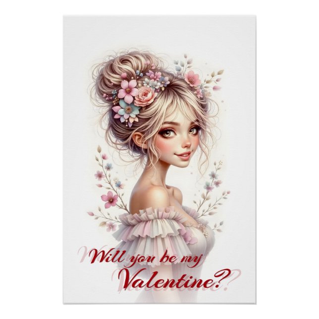Will You Be My Valentine – Romantic Art Print (Front)