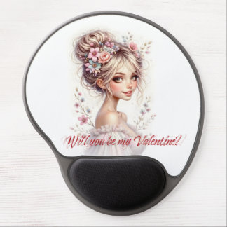 Will You Be My Valentine – Romantic Art Print Gel Mouse Pad