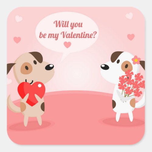 Will You Be My Valentine Square Sticker