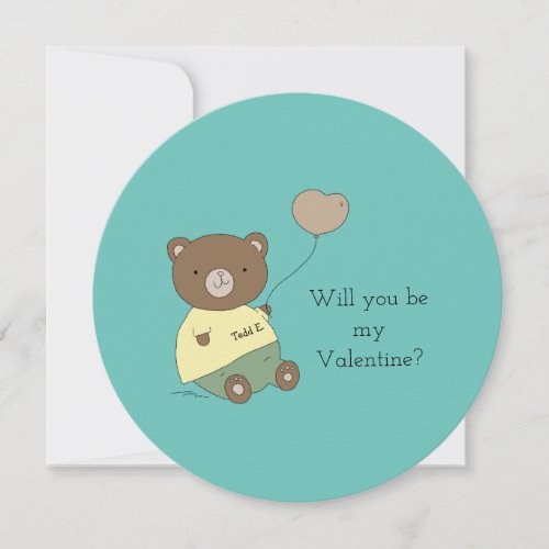 Will You Be My Valentine Teal Holiday Card