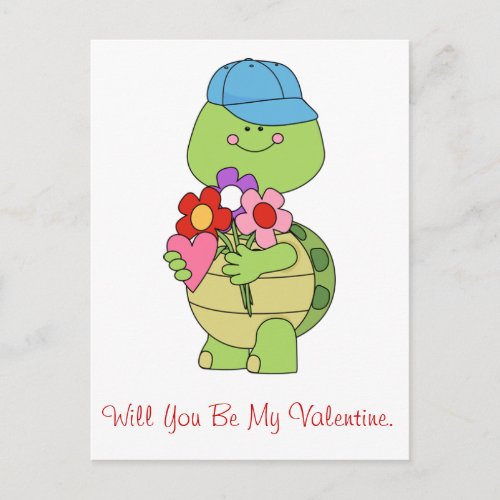 Will You Be My Valentine Turtle Holiday Postcard