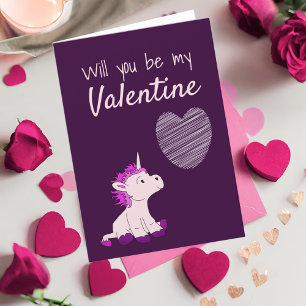 Will you be my Valentine Unicorn Valentine`s Day Holiday Card