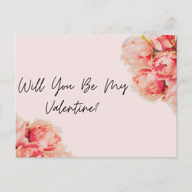 Will you be my Valentine?Valentine’s Day post card (Front)
