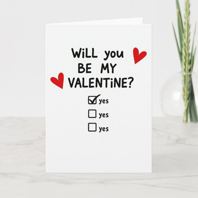 Will You Be My Valentine Yes Card (Front)
