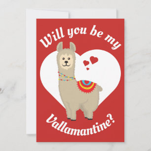 "Will you be my Vallamantine?" Llama Valentine's Holiday Card