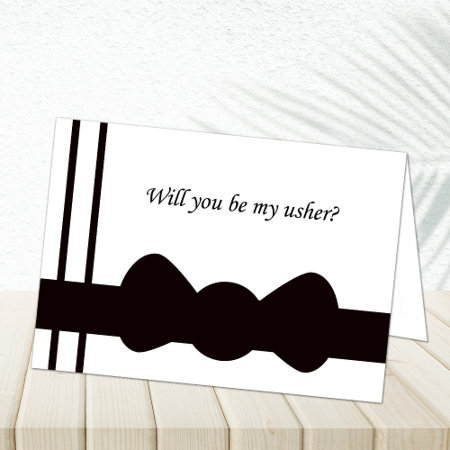 Will You Be My Wedding Usher Black Bow Tie Card
