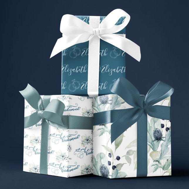 Will You Be Our Bridesmaid Wrapping Paper Sheets (Congratulate a special couple with these personalized wrapping paper sheets! )