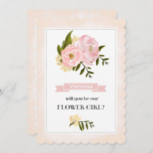 Will you be our Flower Girl? Blush Pink Peonies Invitation