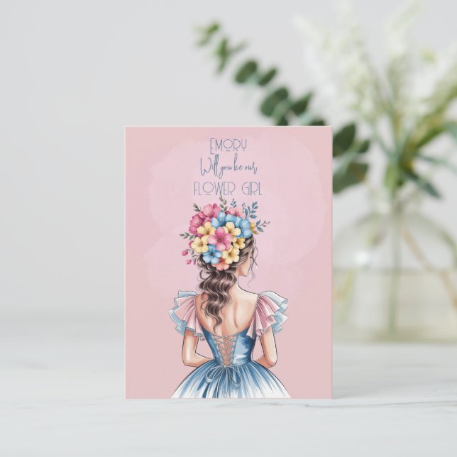 Will You Be Our Flower Girl Floral Holiday Postcard (Standing Front)