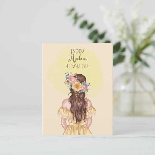 Will You Be Our Flower Girl Floral Holiday Postcard (Standing Front)