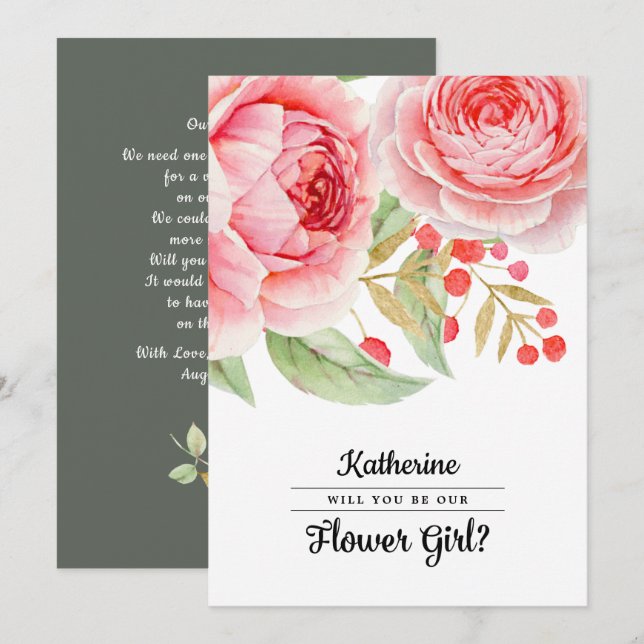 Will you be our Flower Girl? Invitation Card (Front/Back)