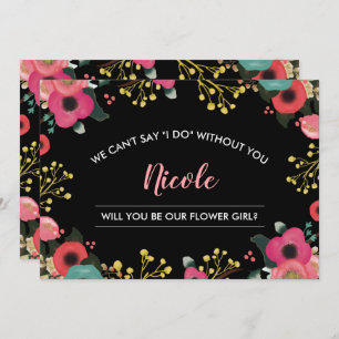 Will you be our Flower Girl? Modern Floral Invitation