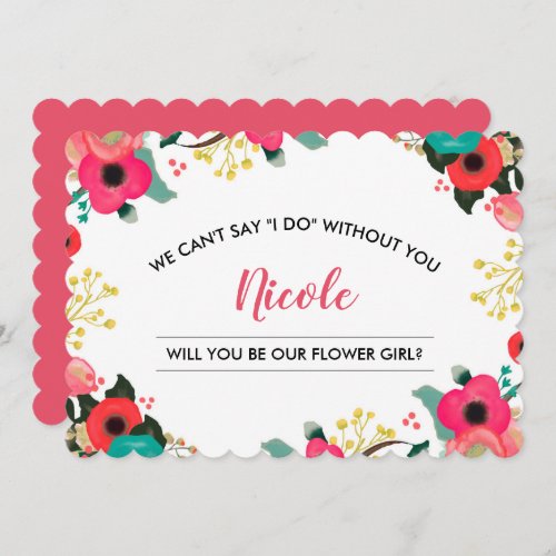 Will you be our Flower Girl Modern Floral Invitation