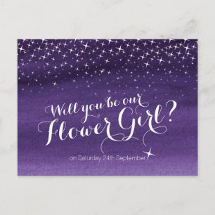 Will you be our flower girl starry sky wedding announcement postcard