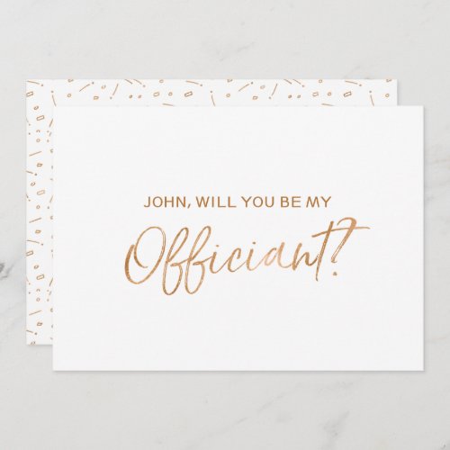 Will you be our officiant  Gold Rose Lettered Invitation