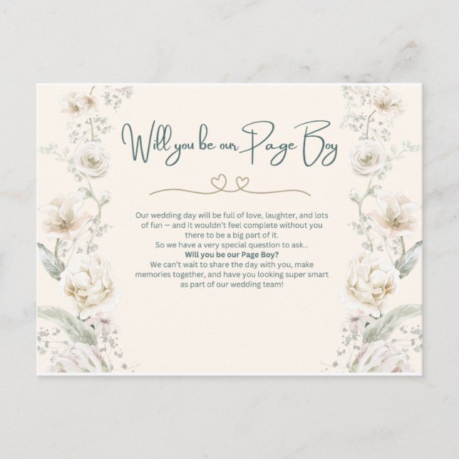 Will you be our page boy - proposal postcard (Front)