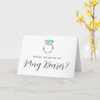 Will You Be Our Ring Bearer Blue Diamond Ring Card