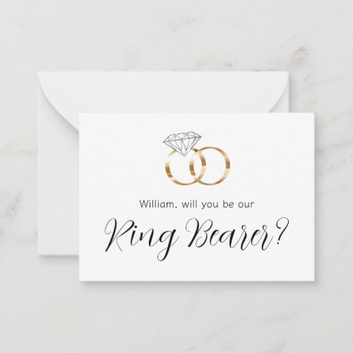 Will You Be Our Ring Bearer Diamond Wedding Rings Note Card