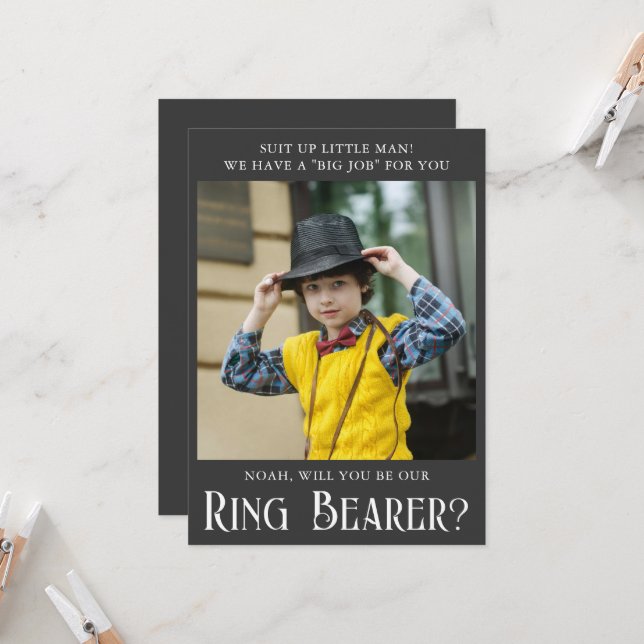 Will You Be Our Ring Bearer? Photo Card (Front/Back In Situ)
