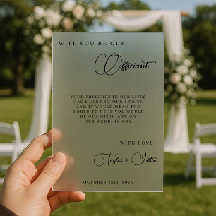 Will You Be Our Wedding Officiant Proposal Simple Acrylic Invitations