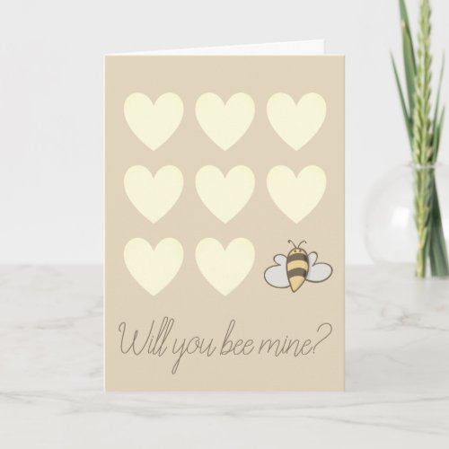 Will you bee mine Cute hearts and bee Valentine Holiday Card