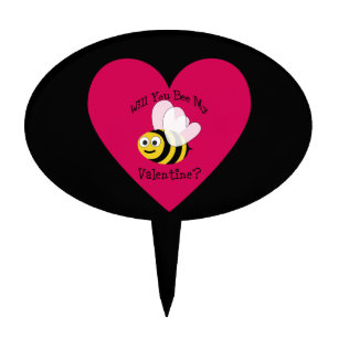 Will You Bee Mine? Red Heart Cake Topper