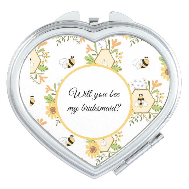 Will you bee my bridesmaid compact mirror (Front)