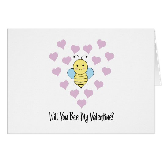 Will You Bee My Valentine Cards (Front Horizontal)