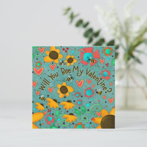 Will you BEE my Valentine Cute Floral Kids