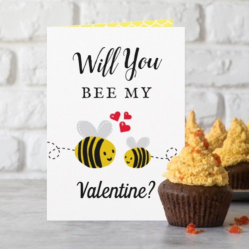 Will You Bee My Valentine Cute Valentines Day Card