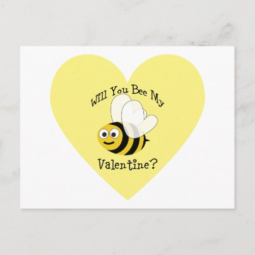 Will You Bee My Valentine Holiday Postcard