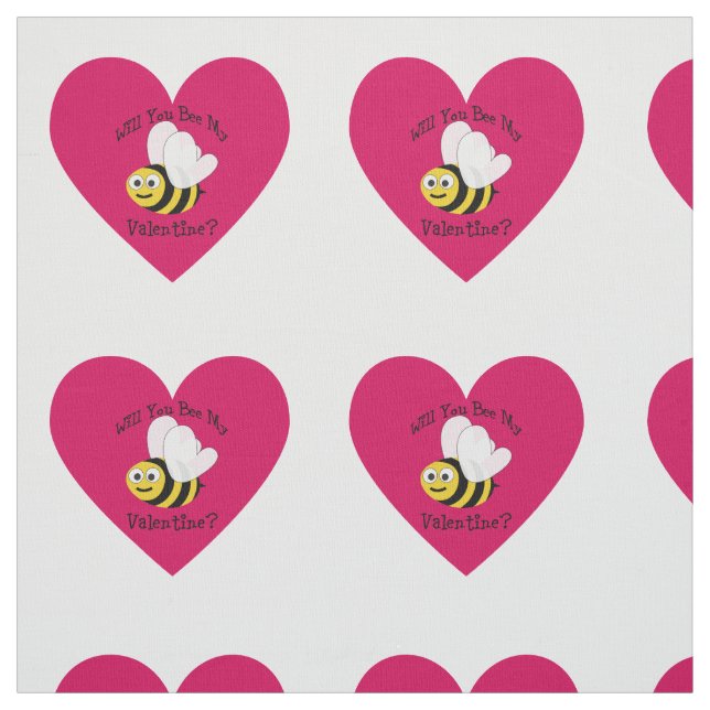 Will You Bee My Valentine Red Heart Fabric (Swatch)