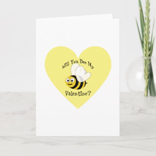 Will You Bee My Valentine Yellow Heart Holiday Card