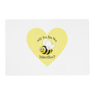 Will You Bee My Valentine Yellow Heart Placemat