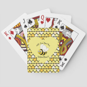 Will You Bee My Valentine? Yellow hearts Poker Cards