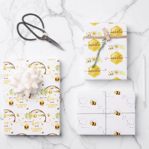 Will You Bee Our Flower Girl Wrapping Paper Sheets