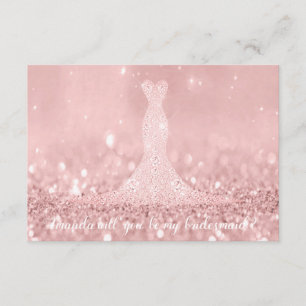 Will You Bridesmaid Glitter Red Bean Diamond Dres Invitation