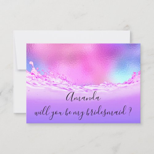 Will You Bridesmaid Pink Waves Ocean Tropic Invitation