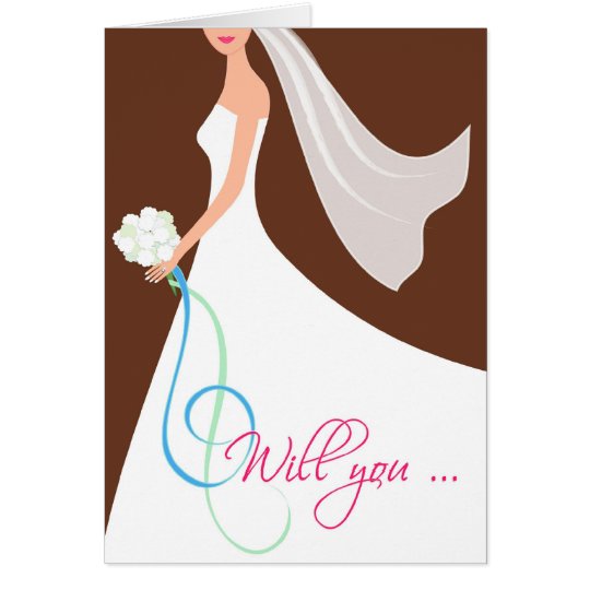Will You? Cutstom Bridesmaid Card - Chocolate