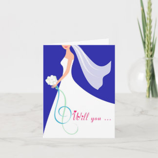 Will You? Cutstom Bridesmaid Card - True Blue