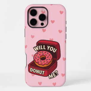 Will You Donut Me? Cute Donut Proposal Design iPhone 16 Pro Max Case