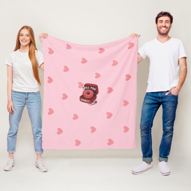 Will You Donut Me? Cute Donut Proposal Design Tank Fleece Blanket (In Situ)
