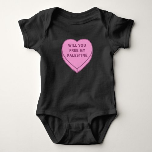 Will you free my Palestine Cute Candy Heart sweet Baby Bodysuit