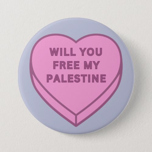 Will you free my Palestine Cute Candy Heart sweet Button